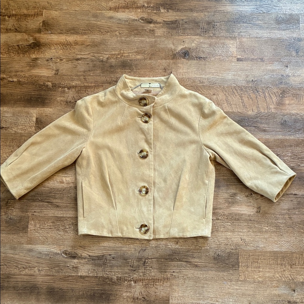 EUC Michael Kors Leather Tan Button-Up Jacket